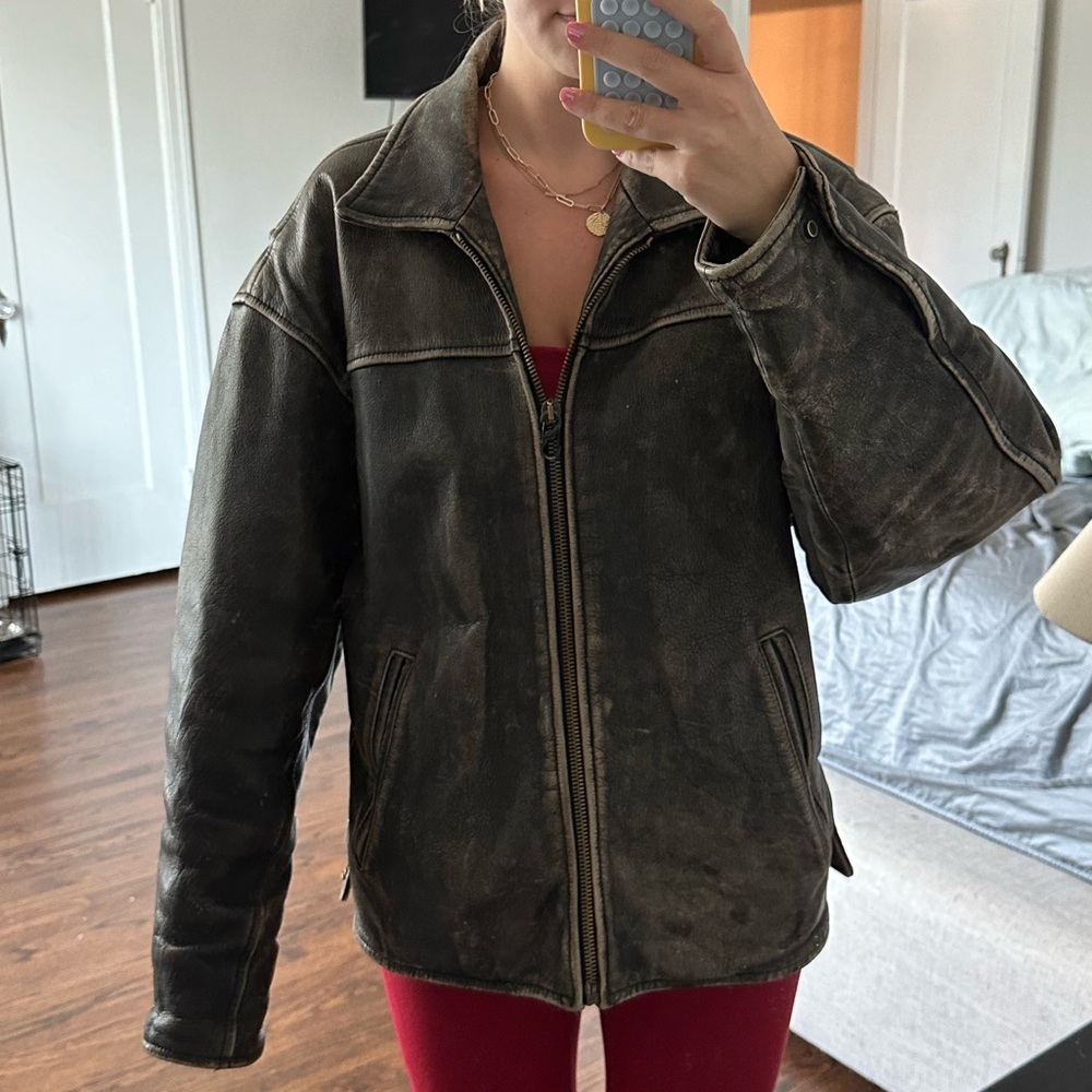 Andrew Marc Vintage Distressed 100% Leather Jacket